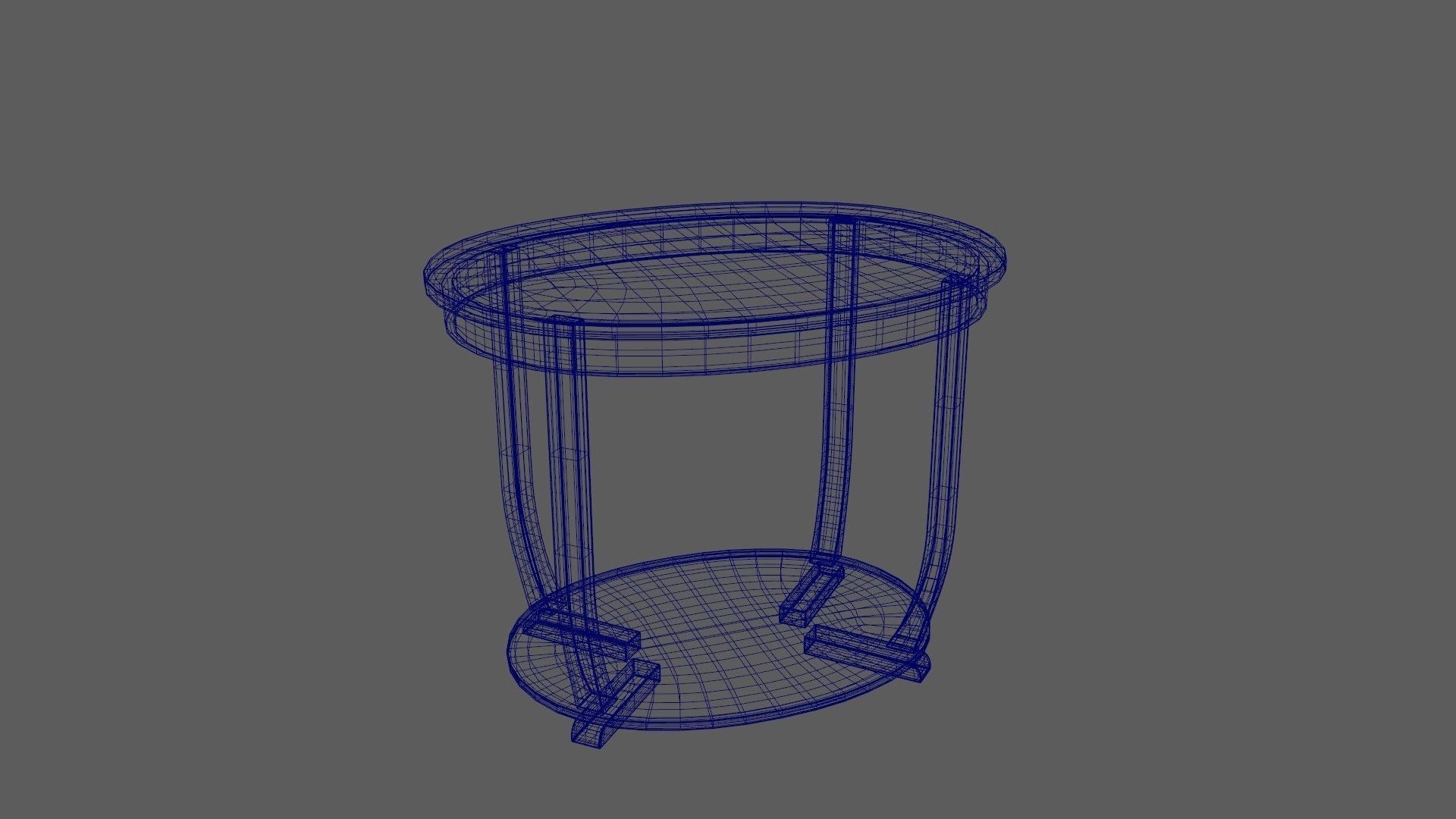 Art Deco British 2-Tier Oval Table in Walnut 1930s 3D model_7