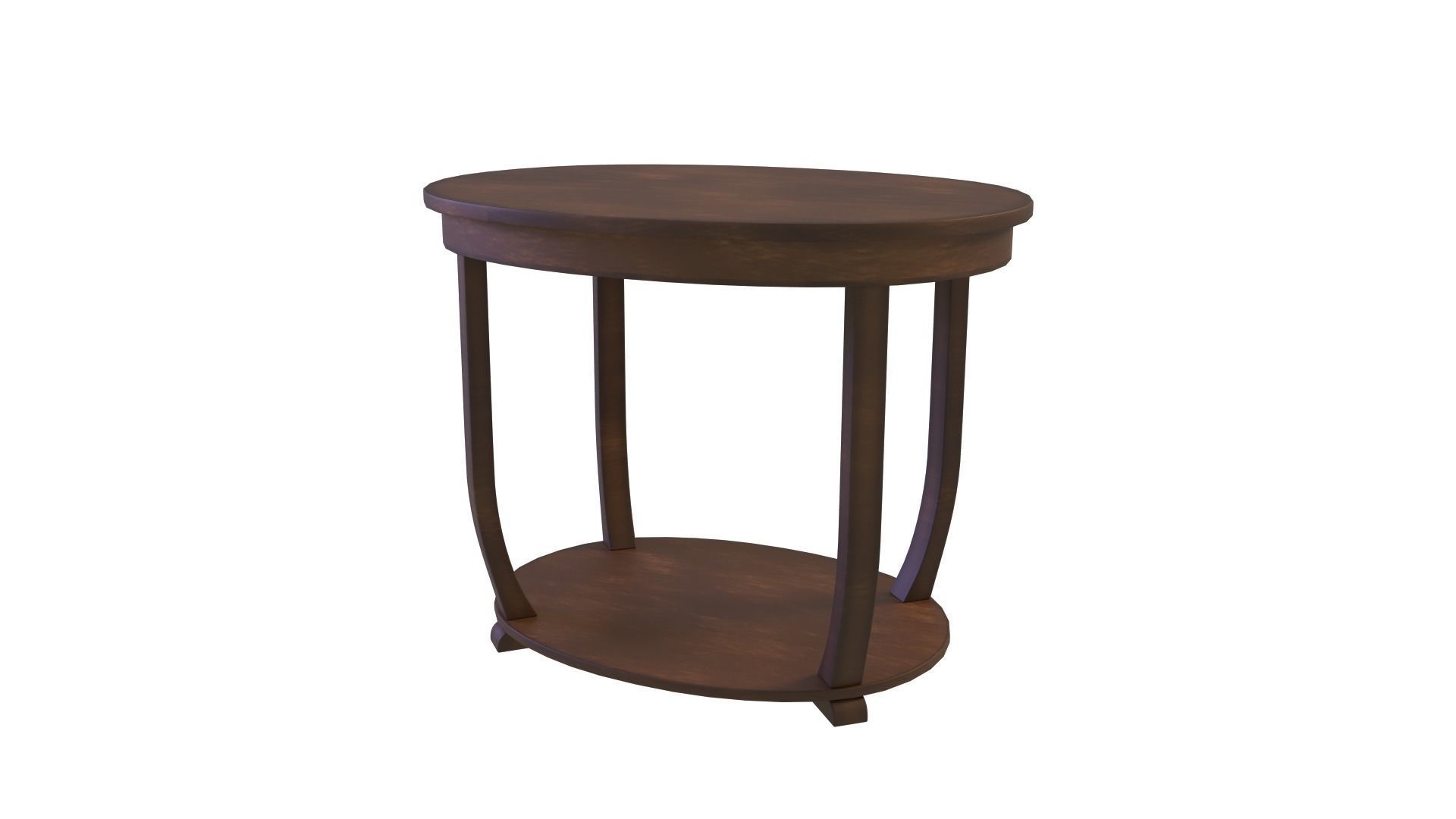 Art Deco British 2-Tier Oval Table in Walnut 1930s 3D model_1