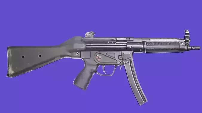 automatic machine gun ready Low-poly 3D model