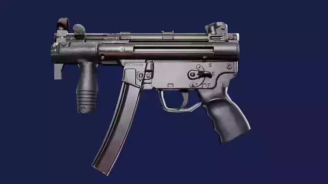shot automatic machine gun game ready Low-poly 3D model