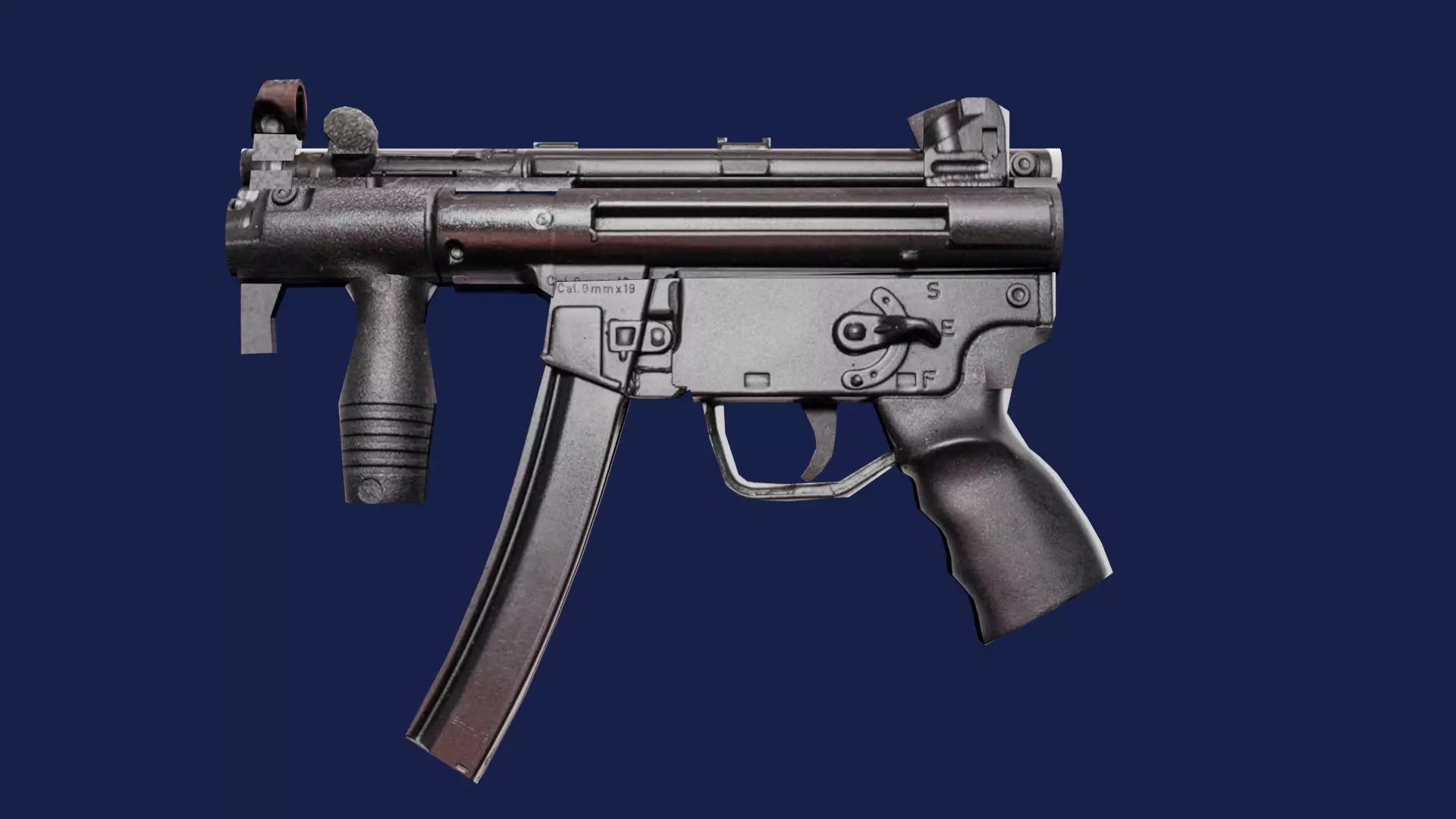 shot automatic machine gun game ready Low-poly 3D model_0