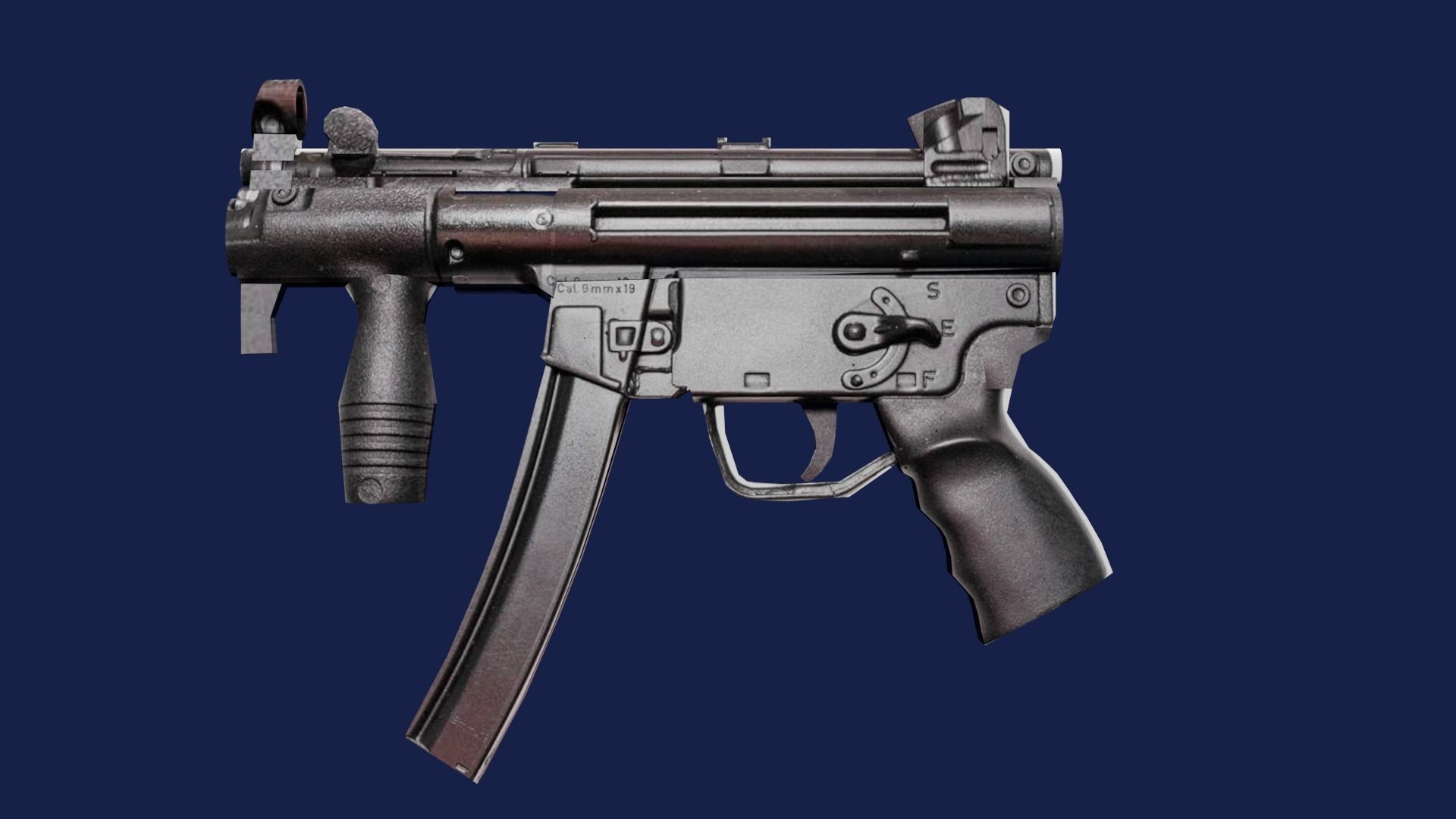 shot automatic machine gun game ready Low-poly 3D model_1