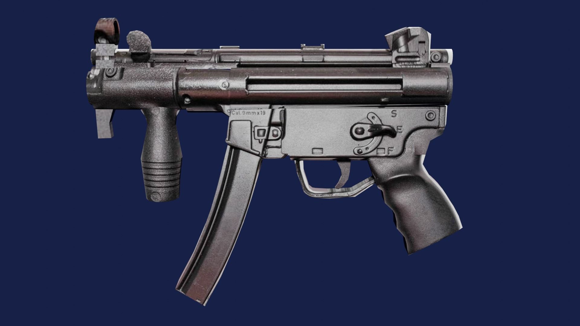 shot automatic machine gun game ready Low-poly 3D model_2