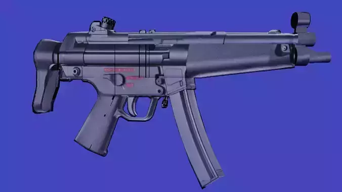 shot automatic machine gun game ready Low-poly 3D model