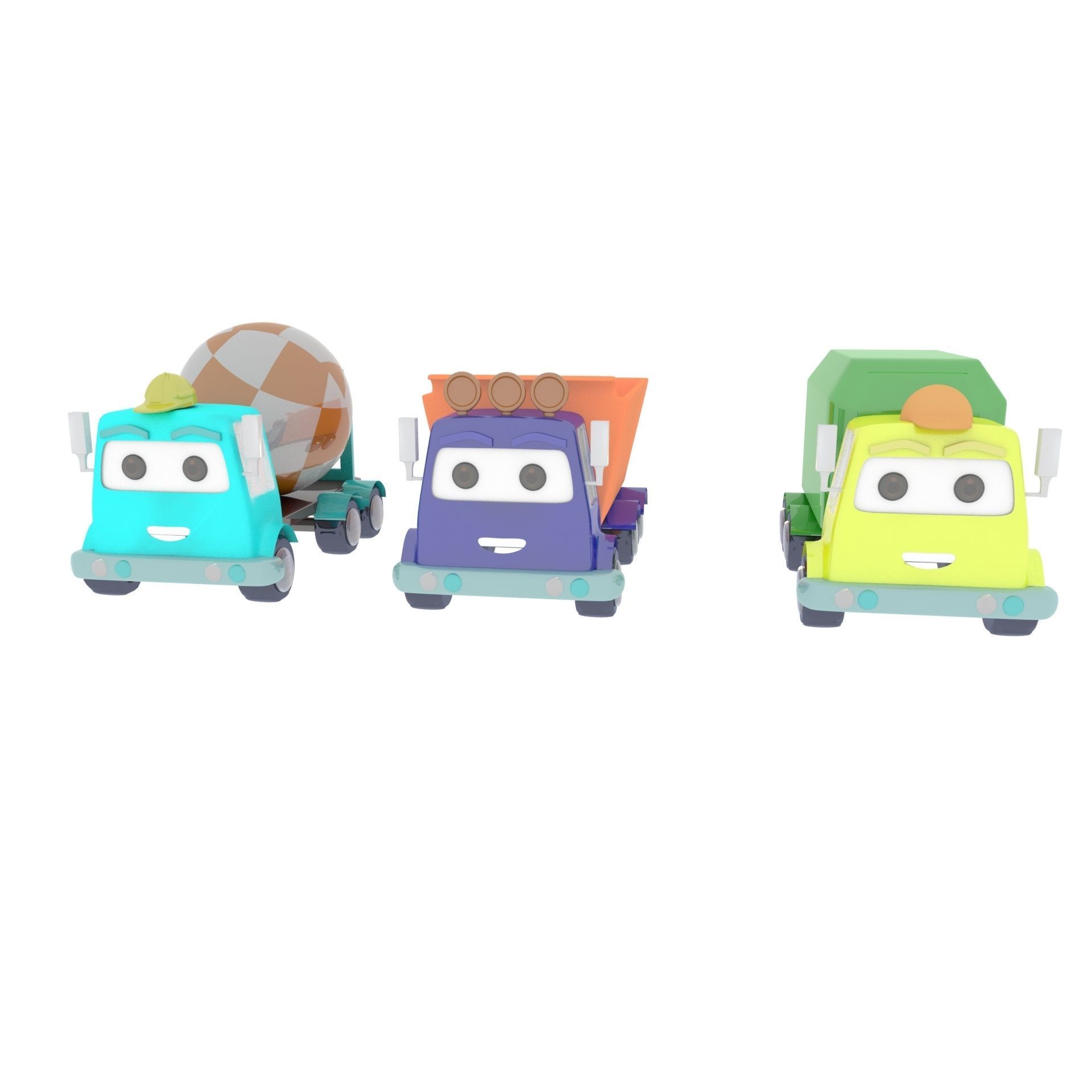 collection of cars Low-poly 3D model_1