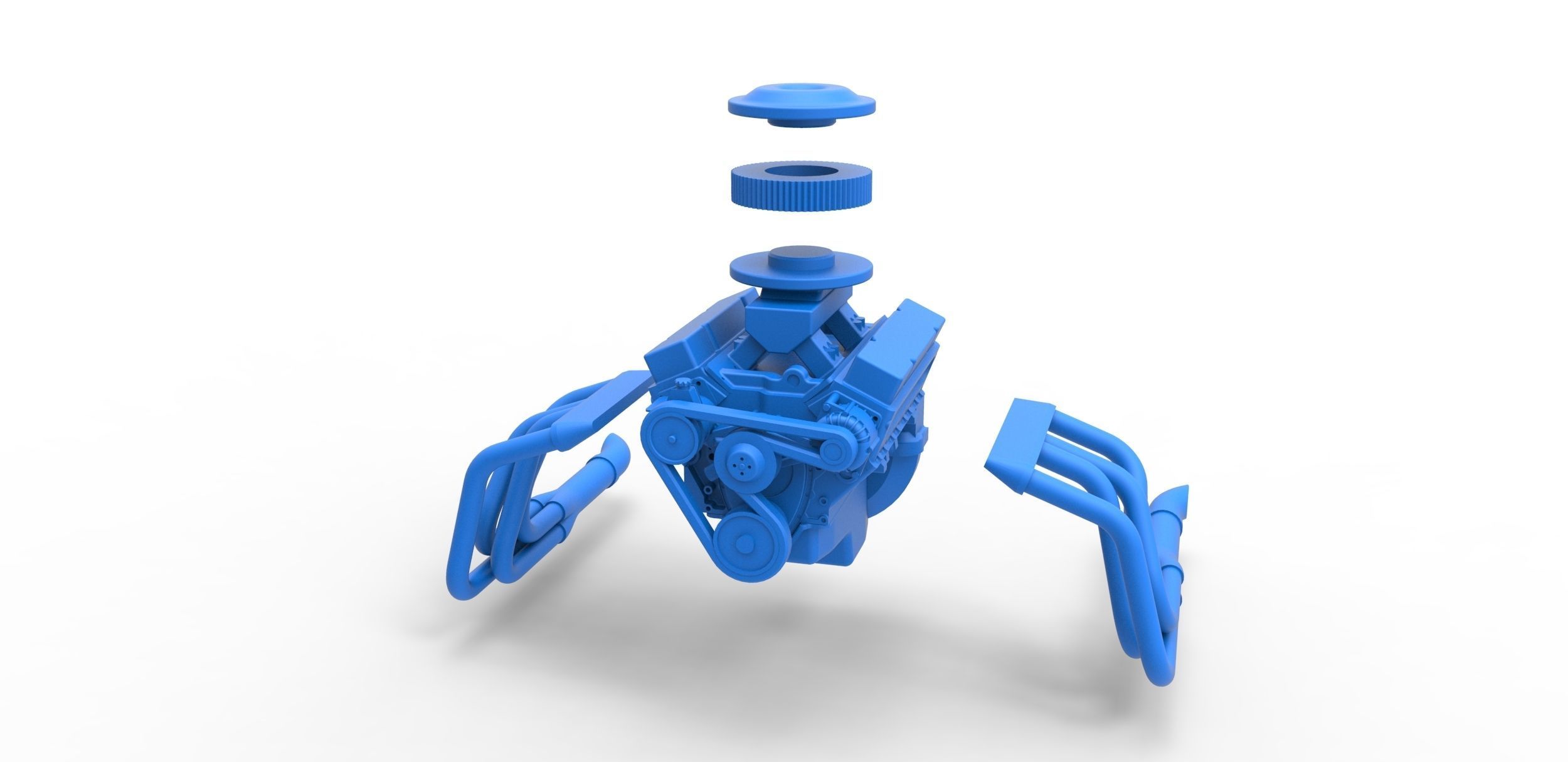 Engine V8 for water pumper Sand buggy Scale 1 to 25 3D print model_13