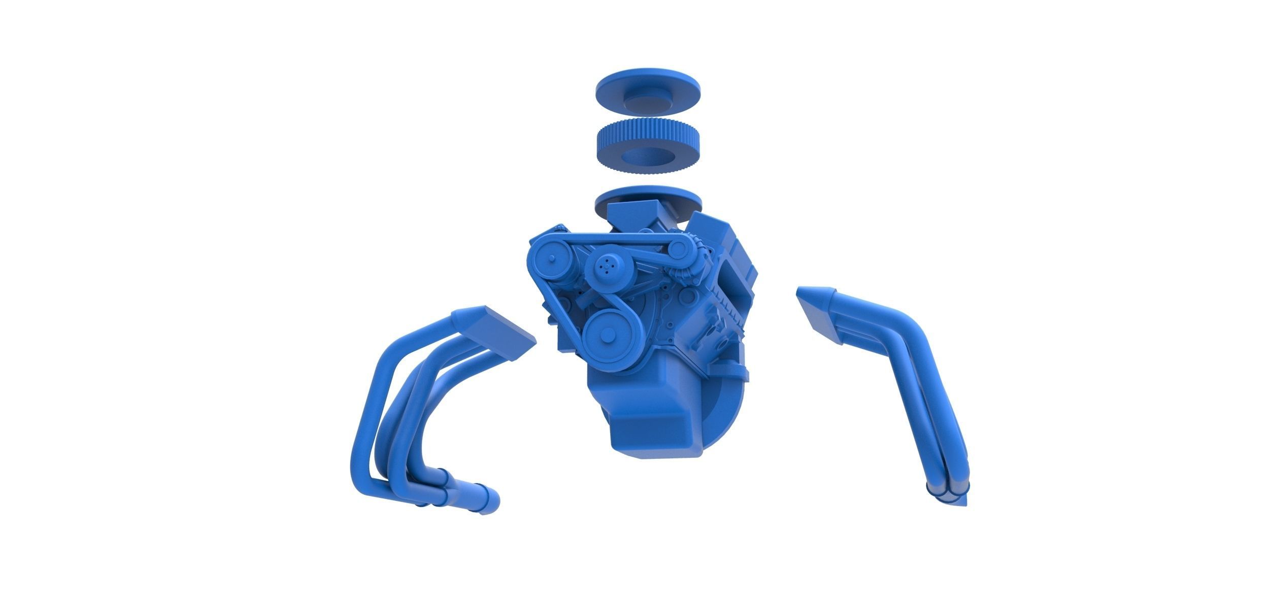 Engine V8 for water pumper Sand buggy Scale 1 to 25 3D print model_14