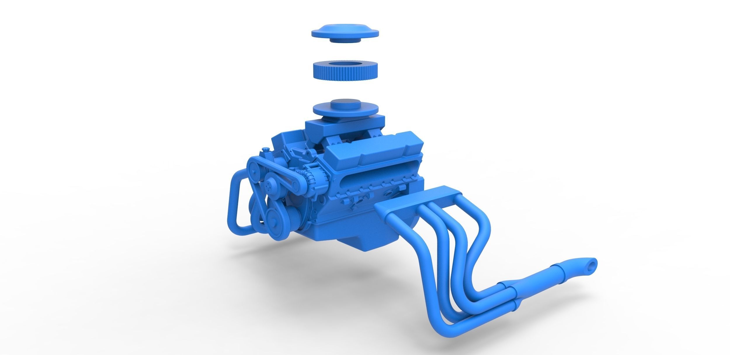 Engine V8 for water pumper Sand buggy Scale 1 to 25 3D print model_12