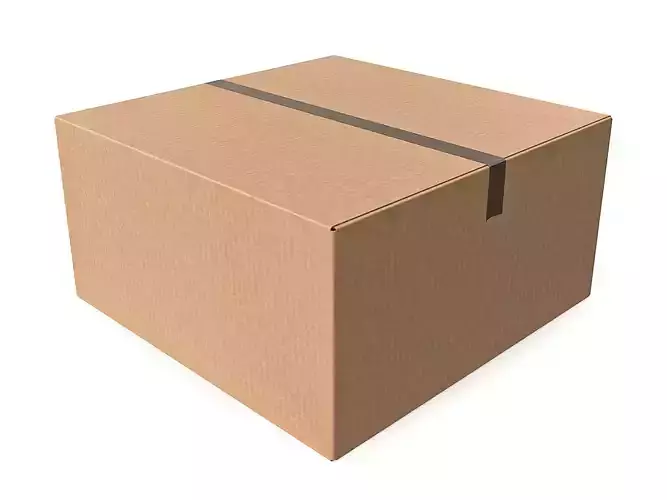 Cardboard box sealed with packing 04 Low-poly 3D model