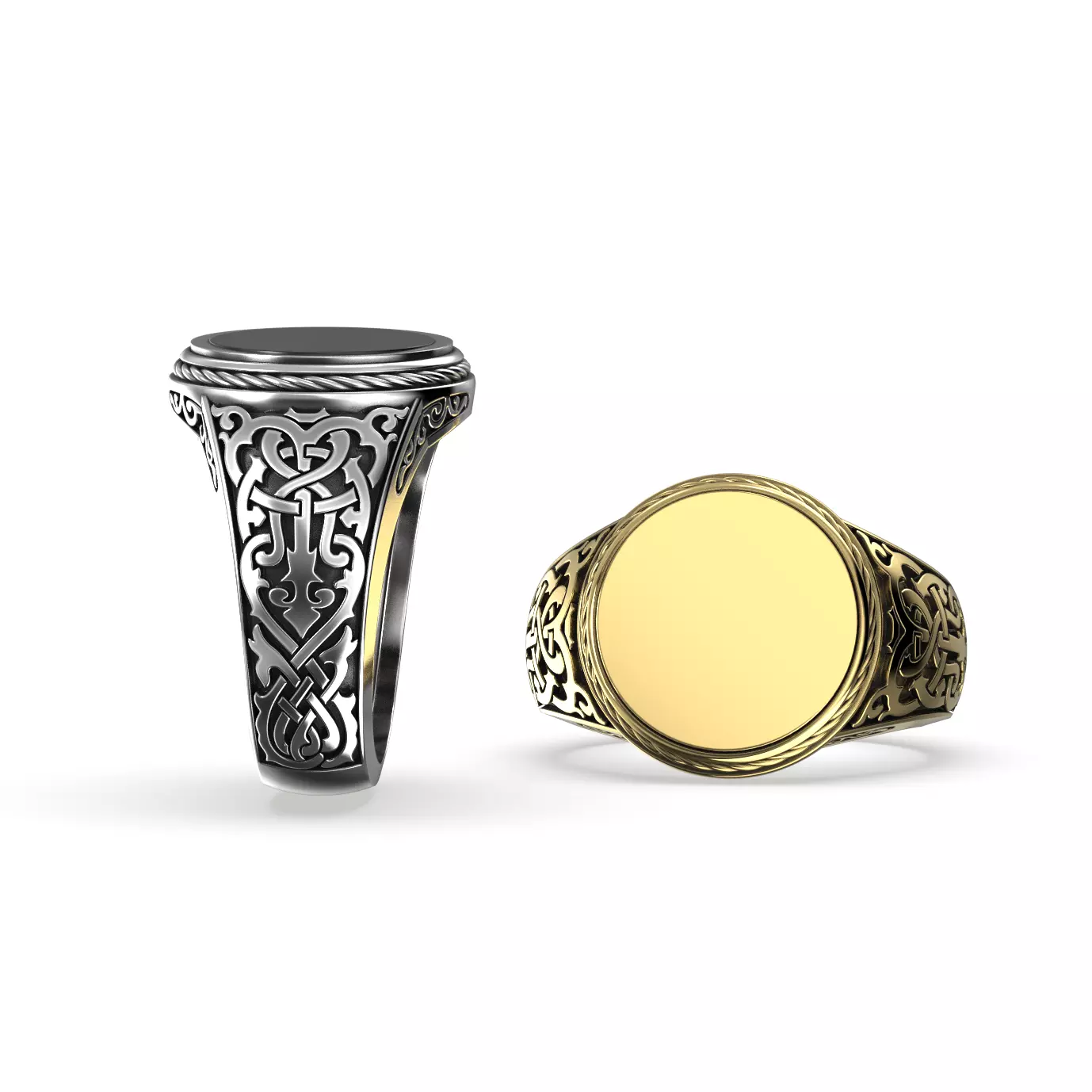 Vintage Engraved Monogram Signet Ring MR 19 3D print model