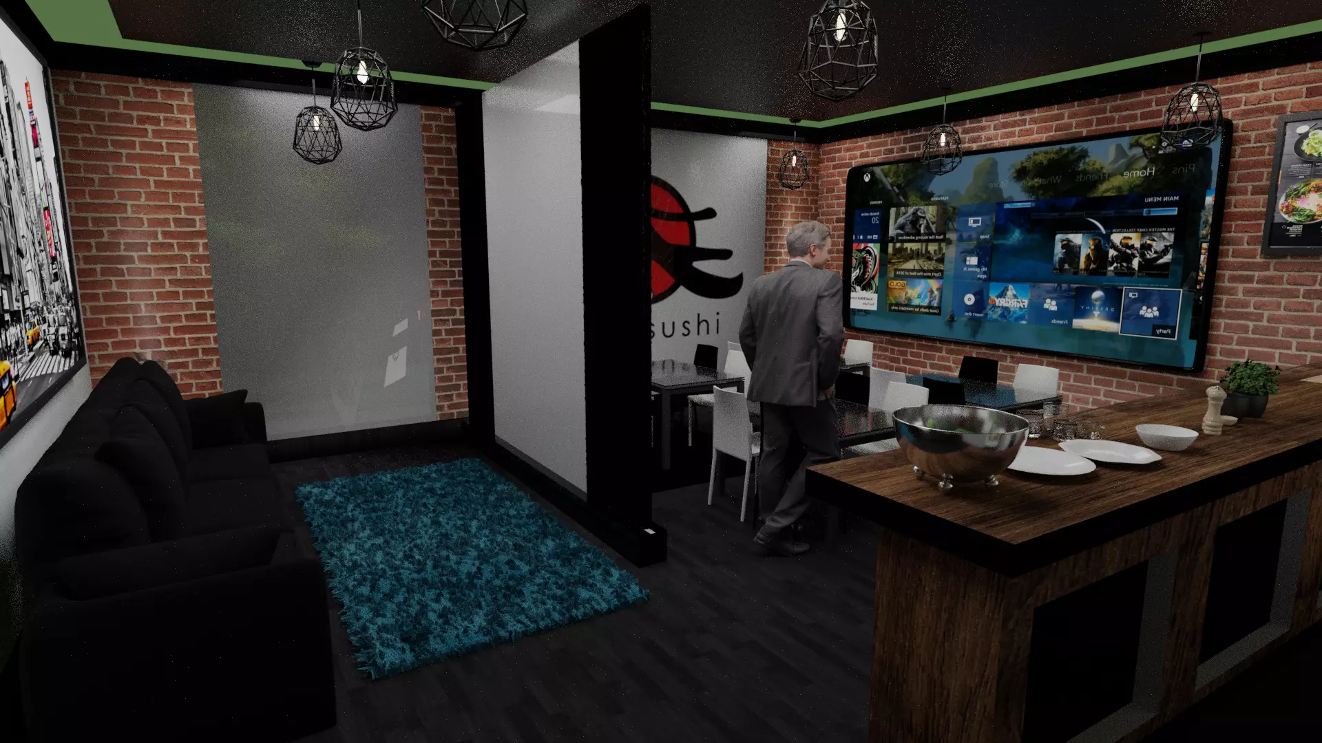 Small sushi bar Free 3D model