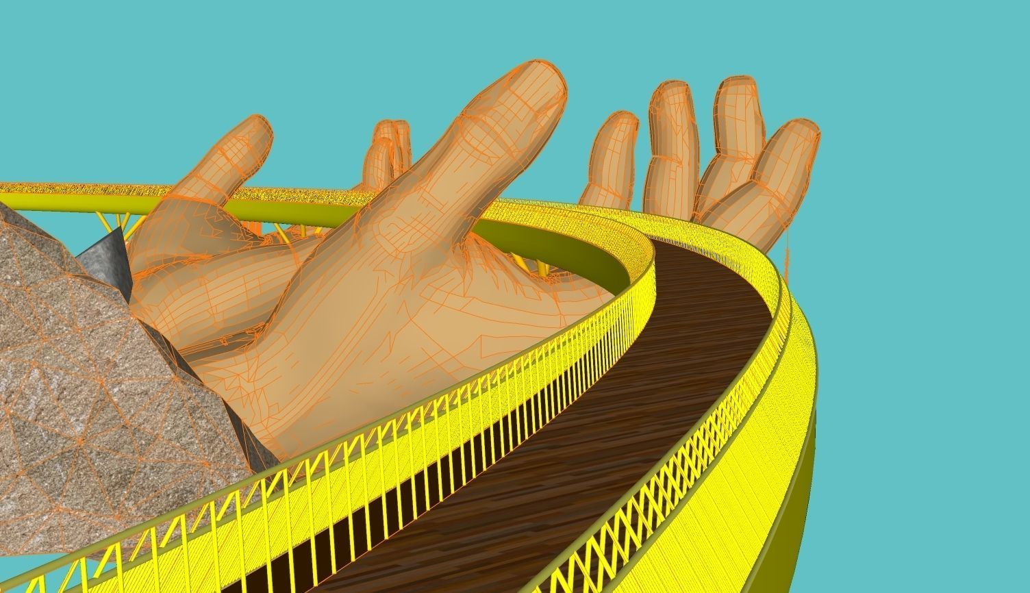 The Golden Bridge Low-poly 3D model_4