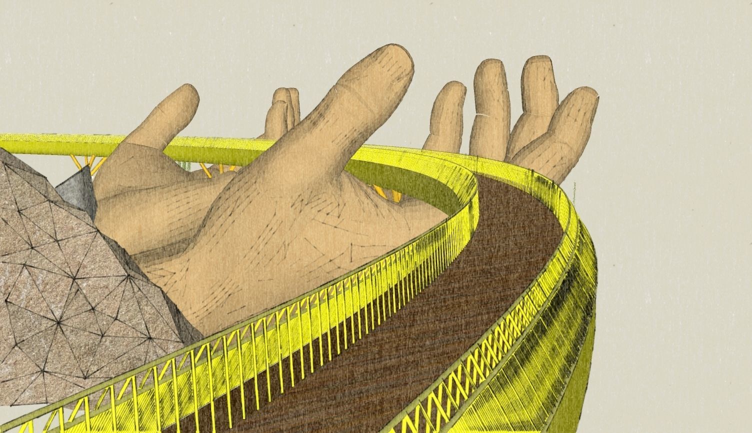 The Golden Bridge Low-poly 3D model_5