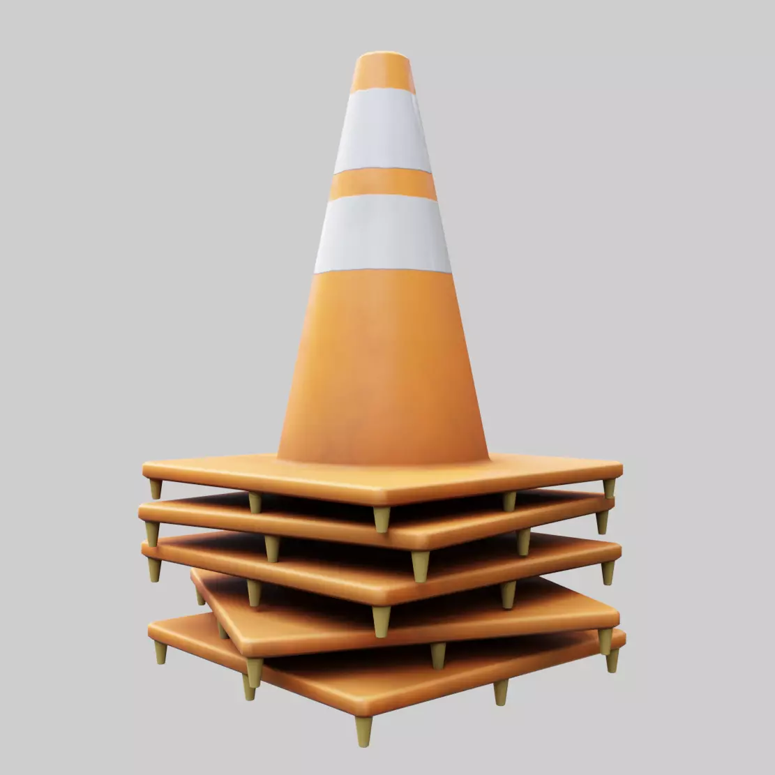 Stack of Traffic Cones Low-poly 3D model_0