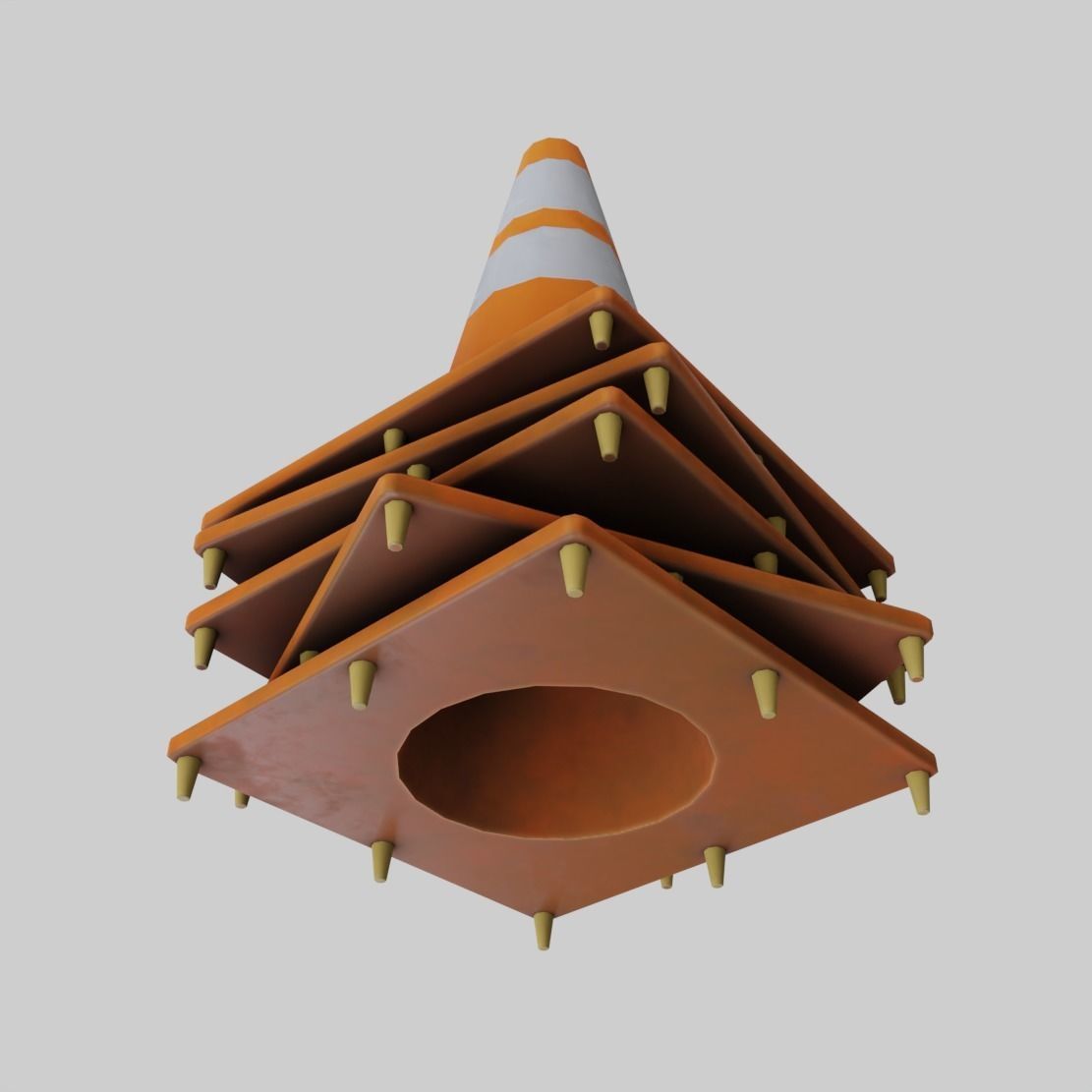 Stack of Traffic Cones Low-poly 3D model_1