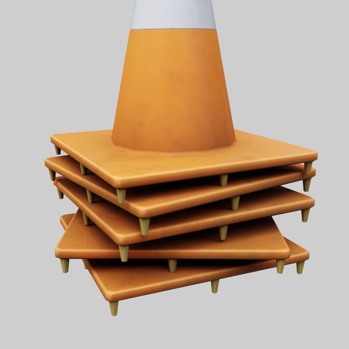 Stack of Traffic Cones Low-poly 3D model_2