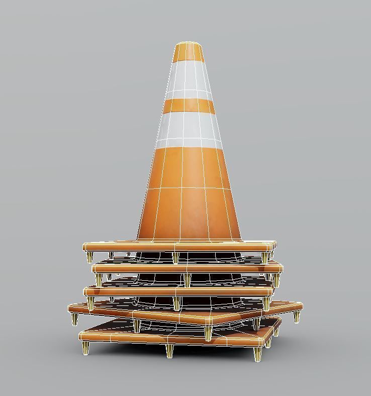 Stack of Traffic Cones Low-poly 3D model_7