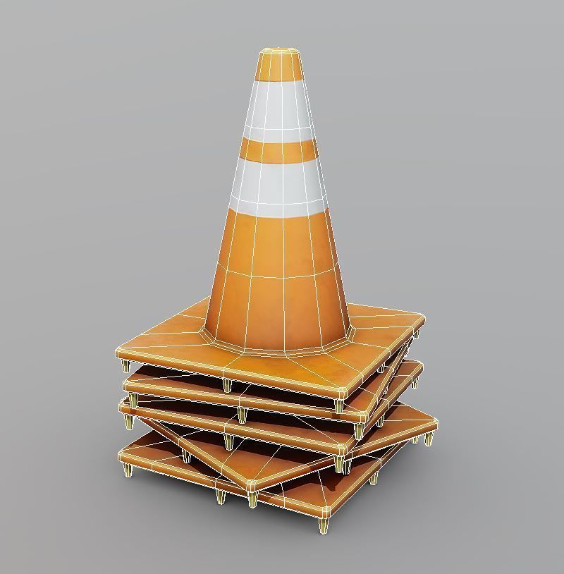 Stack of Traffic Cones Low-poly 3D model_5
