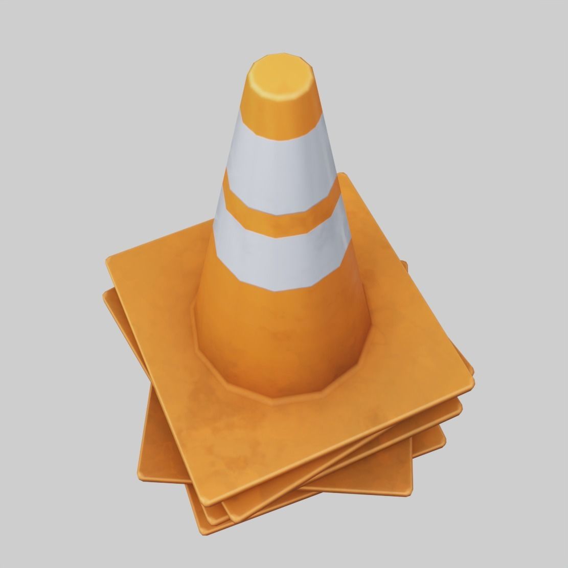 Stack of Traffic Cones Low-poly 3D model_4