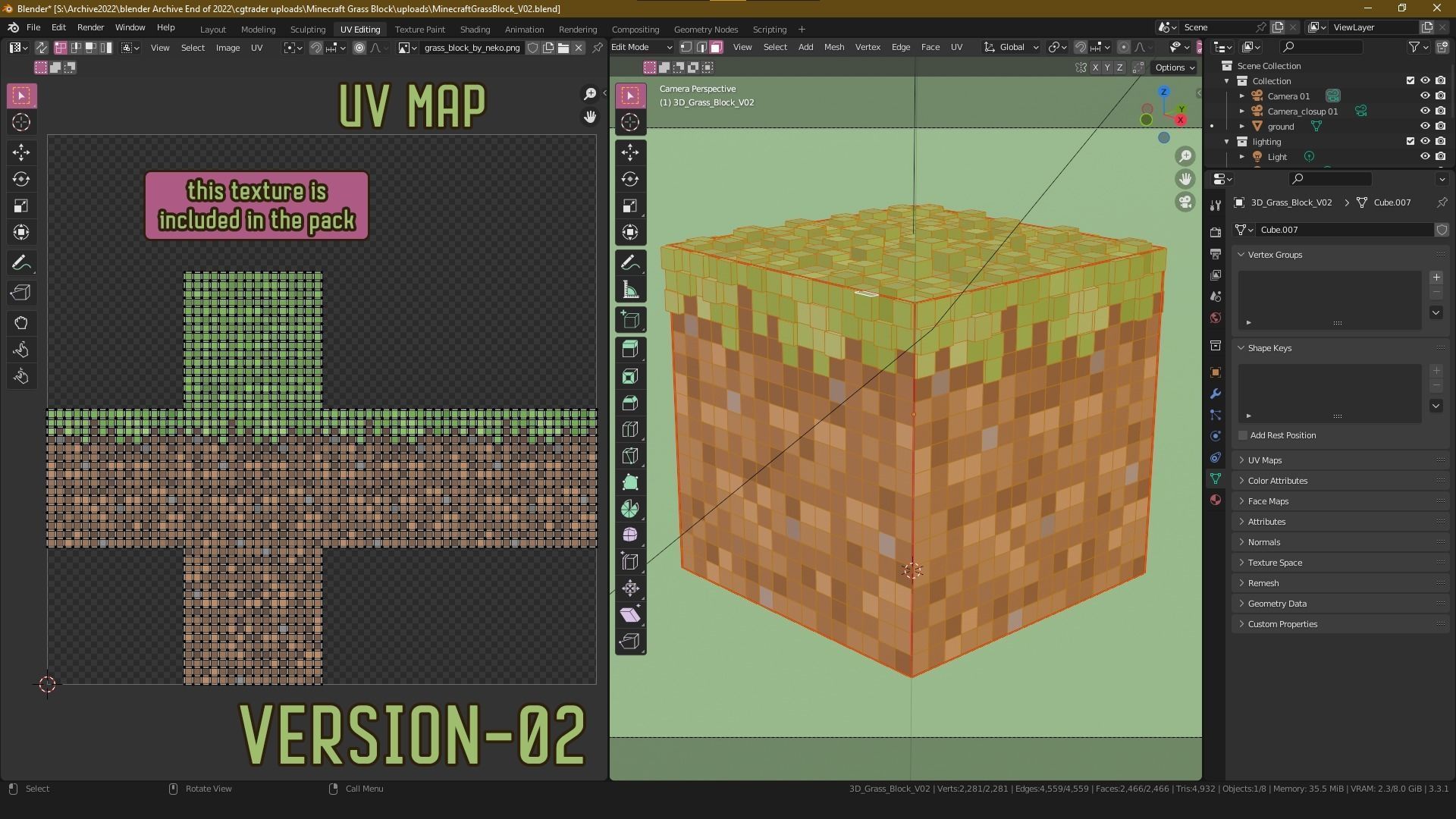 Minecraft Grass Block 3D 3D model_7