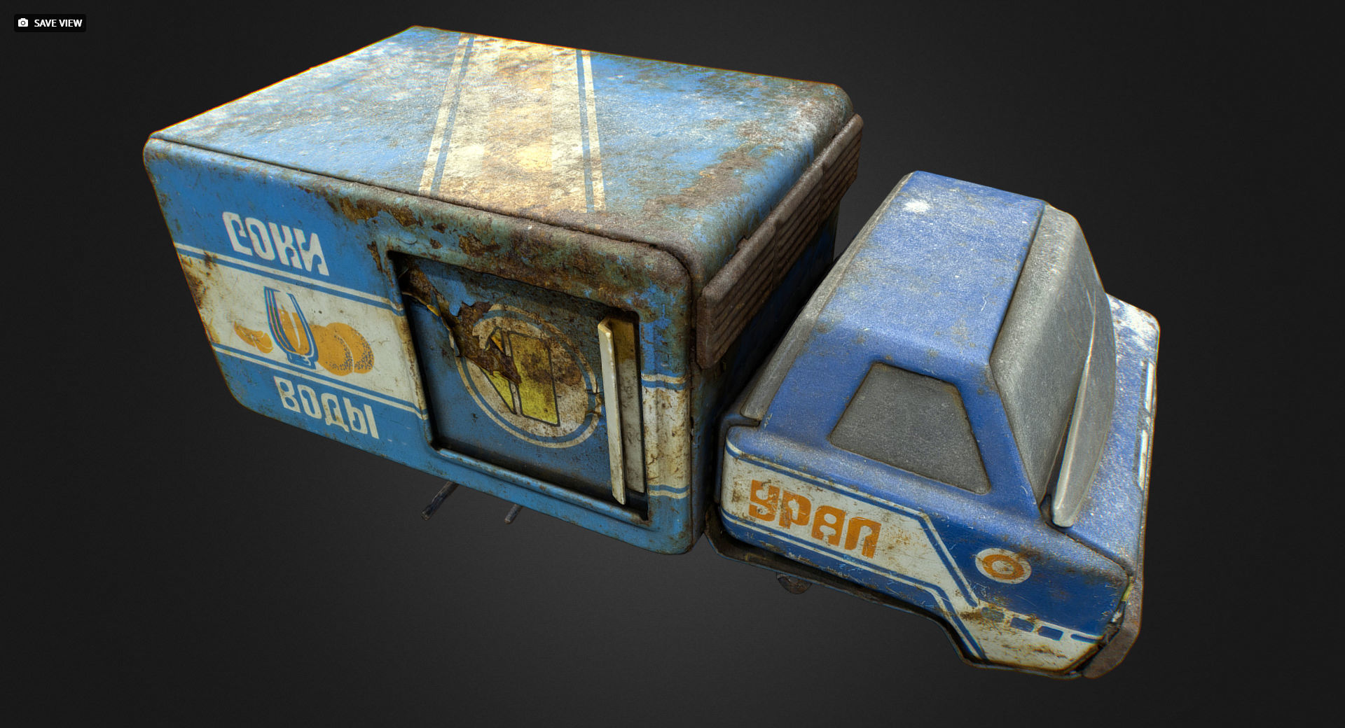 Old USSR Soviet Metal Toy Car URAL Juices Water 3D model_5