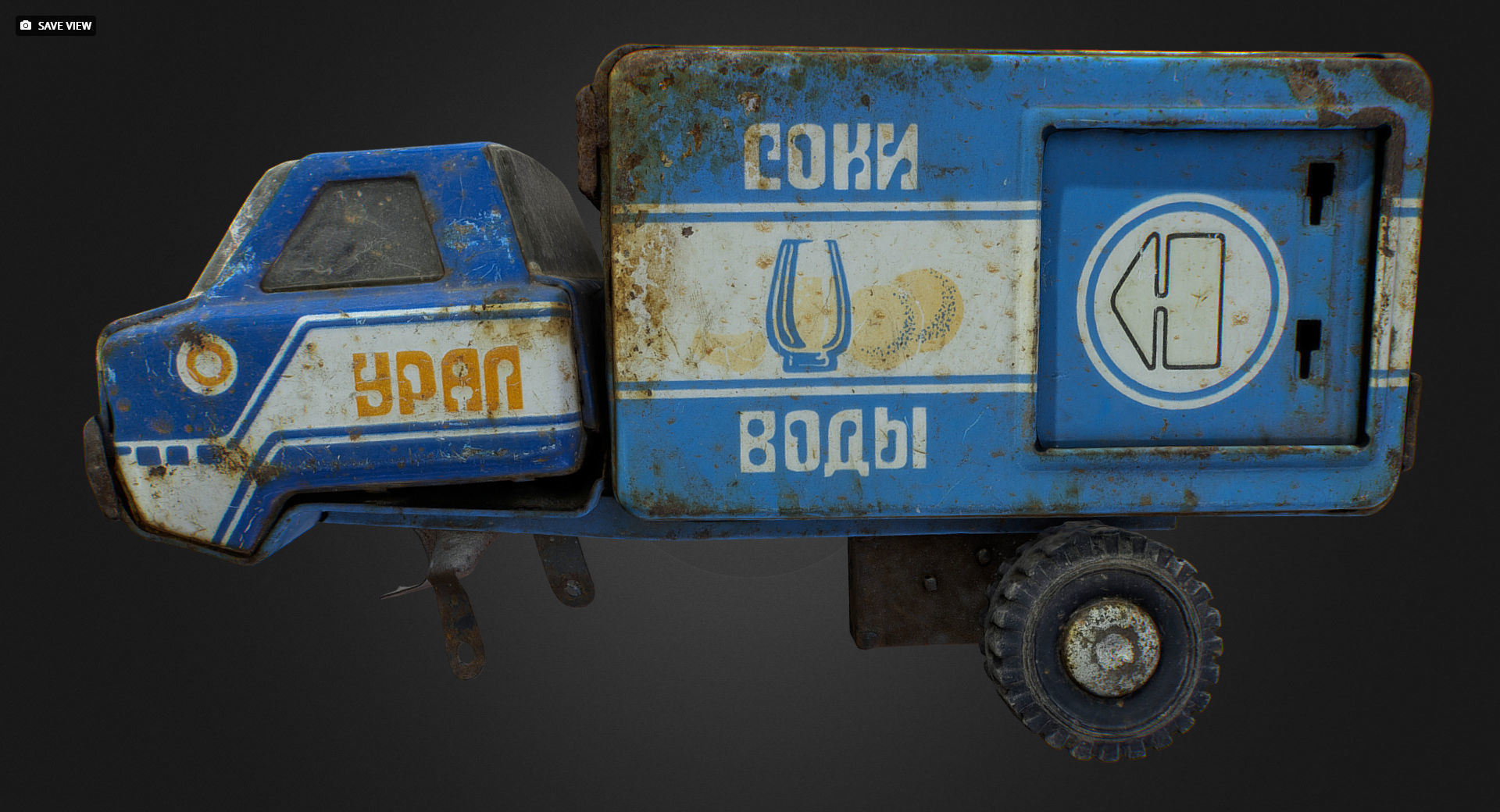 Old USSR Soviet Metal Toy Car URAL Juices Water 3D model_2