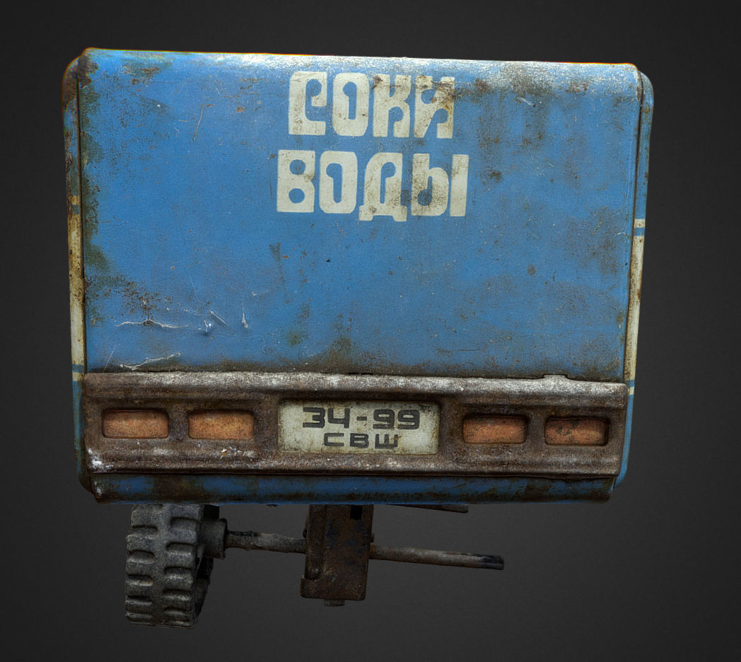 Old USSR Soviet Metal Toy Car URAL Juices Water 3D model_20