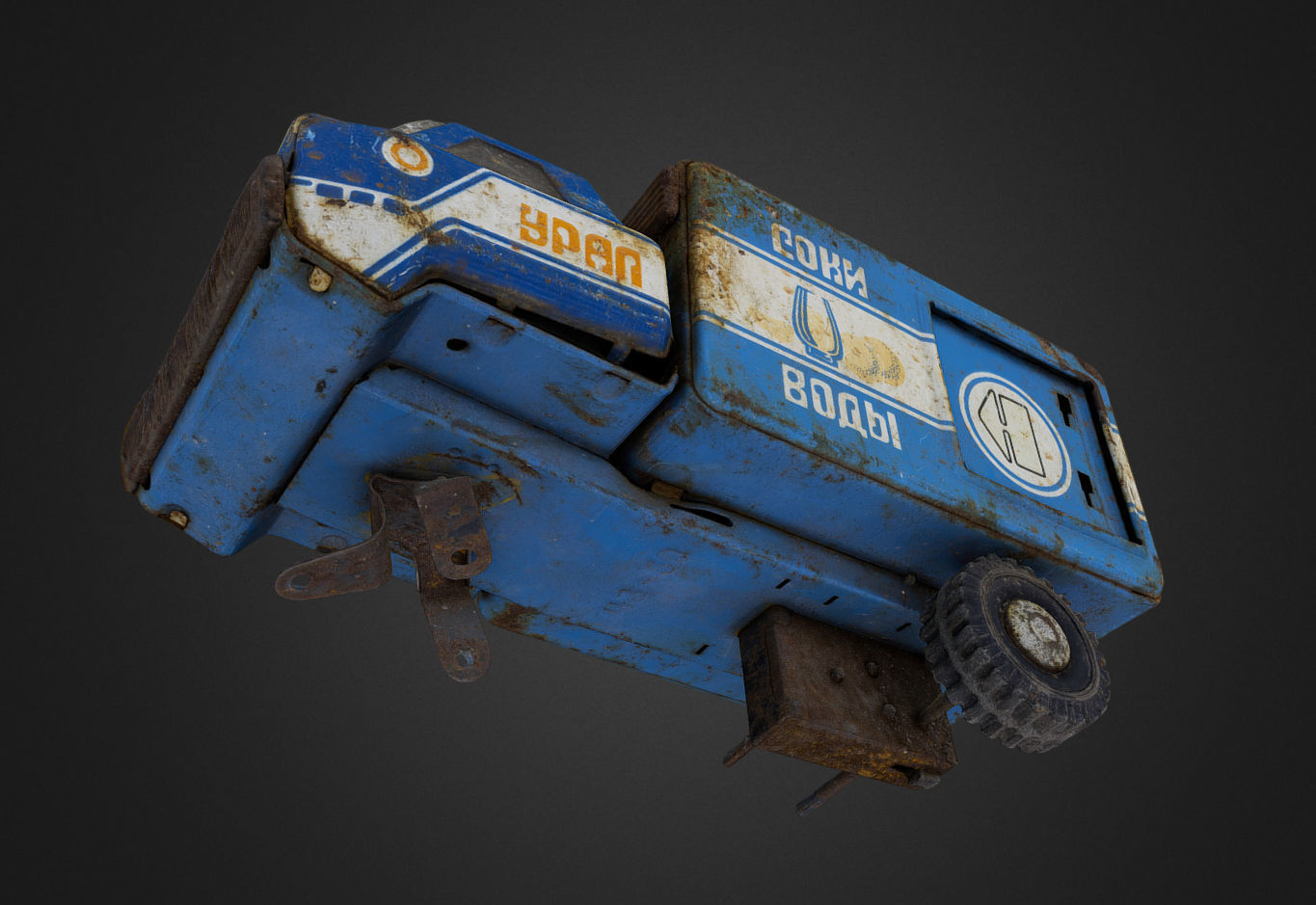 Old USSR Soviet Metal Toy Car URAL Juices Water 3D model_28