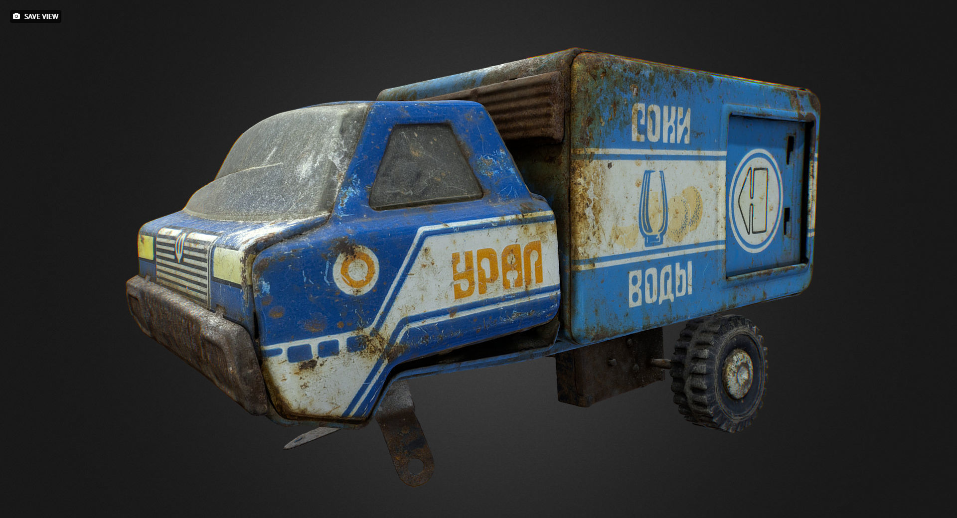 Old USSR Soviet Metal Toy Car URAL Juices Water 3D model_0