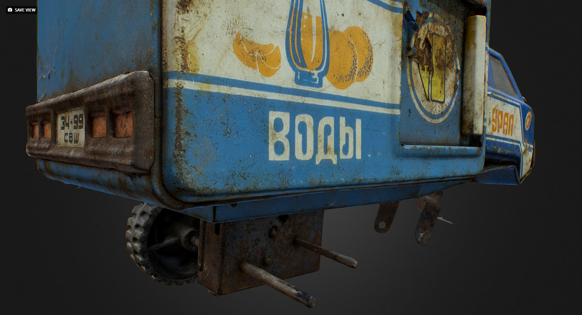 Old USSR Soviet Metal Toy Car URAL Juices Water 3D model_11