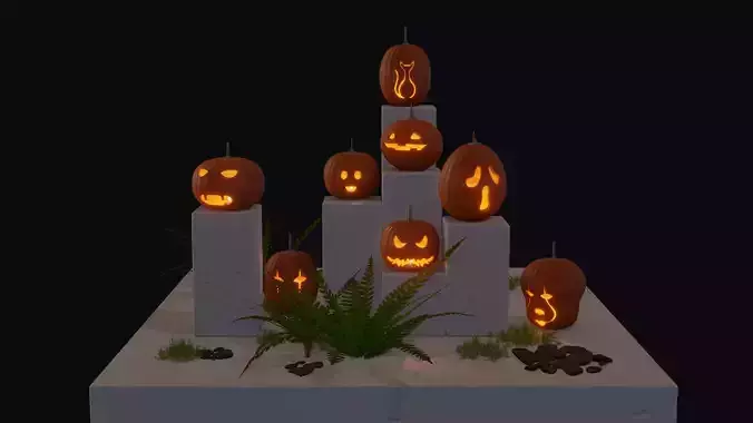 Jack o Lantern pack Low-poly 3D model