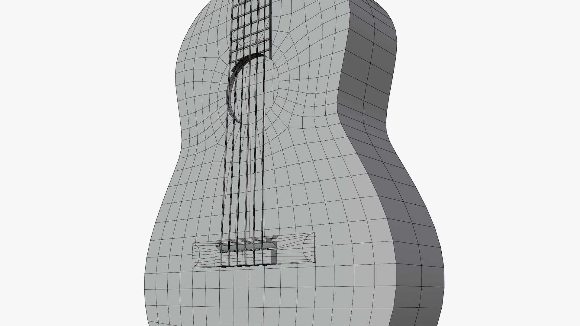 Acoustic Guitar Low-poly 3D model_9