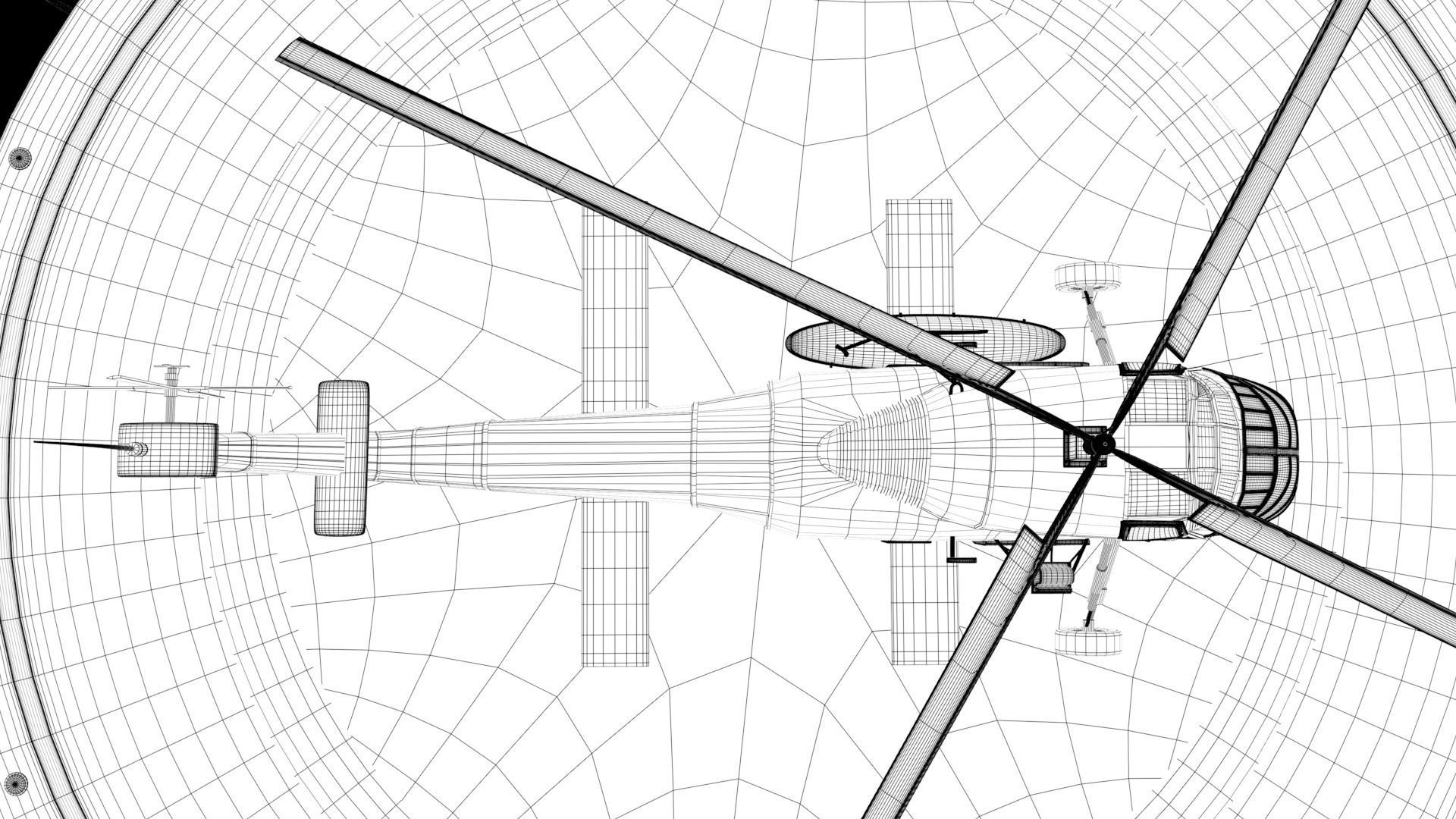 Helicopter hovering on circular platform Low-poly 3D model_30