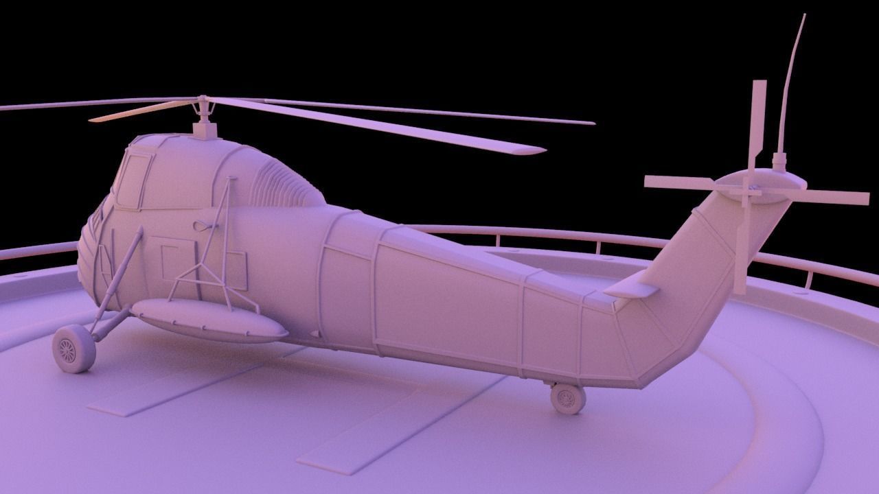 Helicopter hovering on circular platform Low-poly 3D model_22