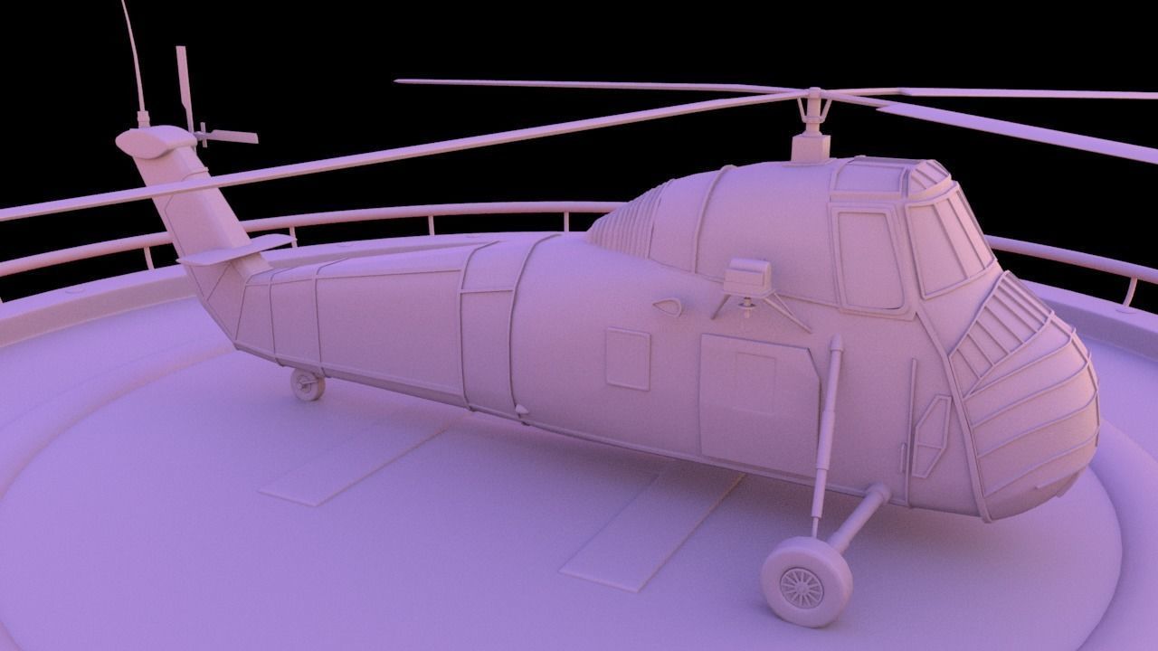 Helicopter hovering on circular platform Low-poly 3D model_20