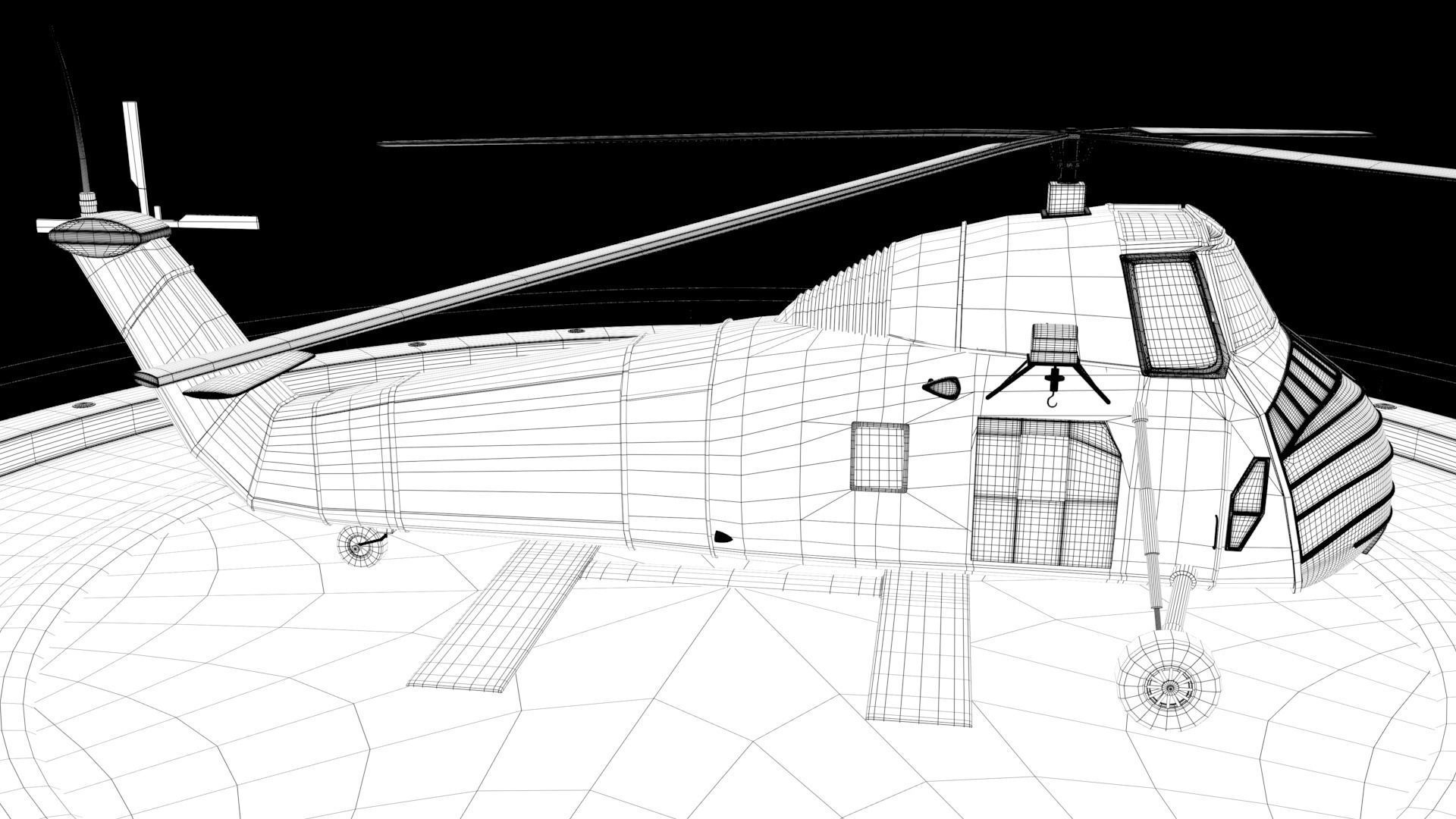 Helicopter hovering on circular platform Low-poly 3D model_26