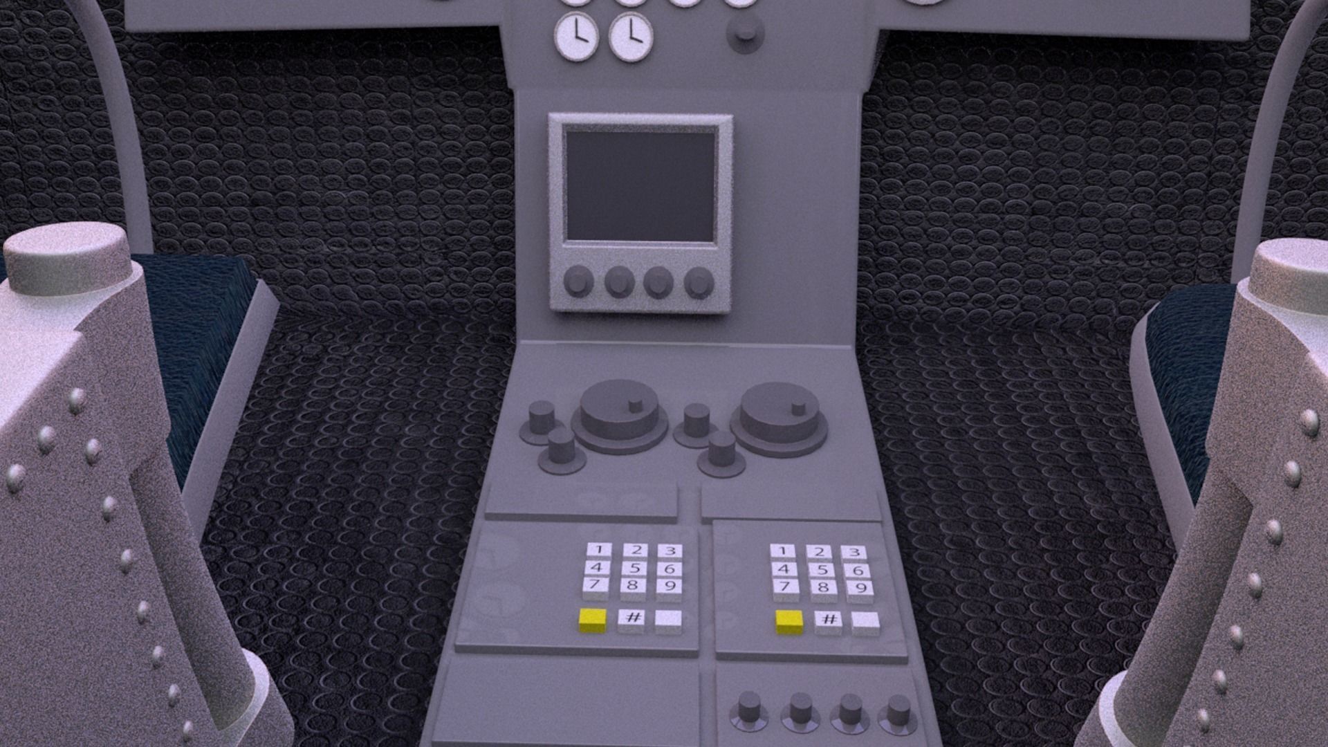 Helicopter hovering on circular platform Low-poly 3D model_15