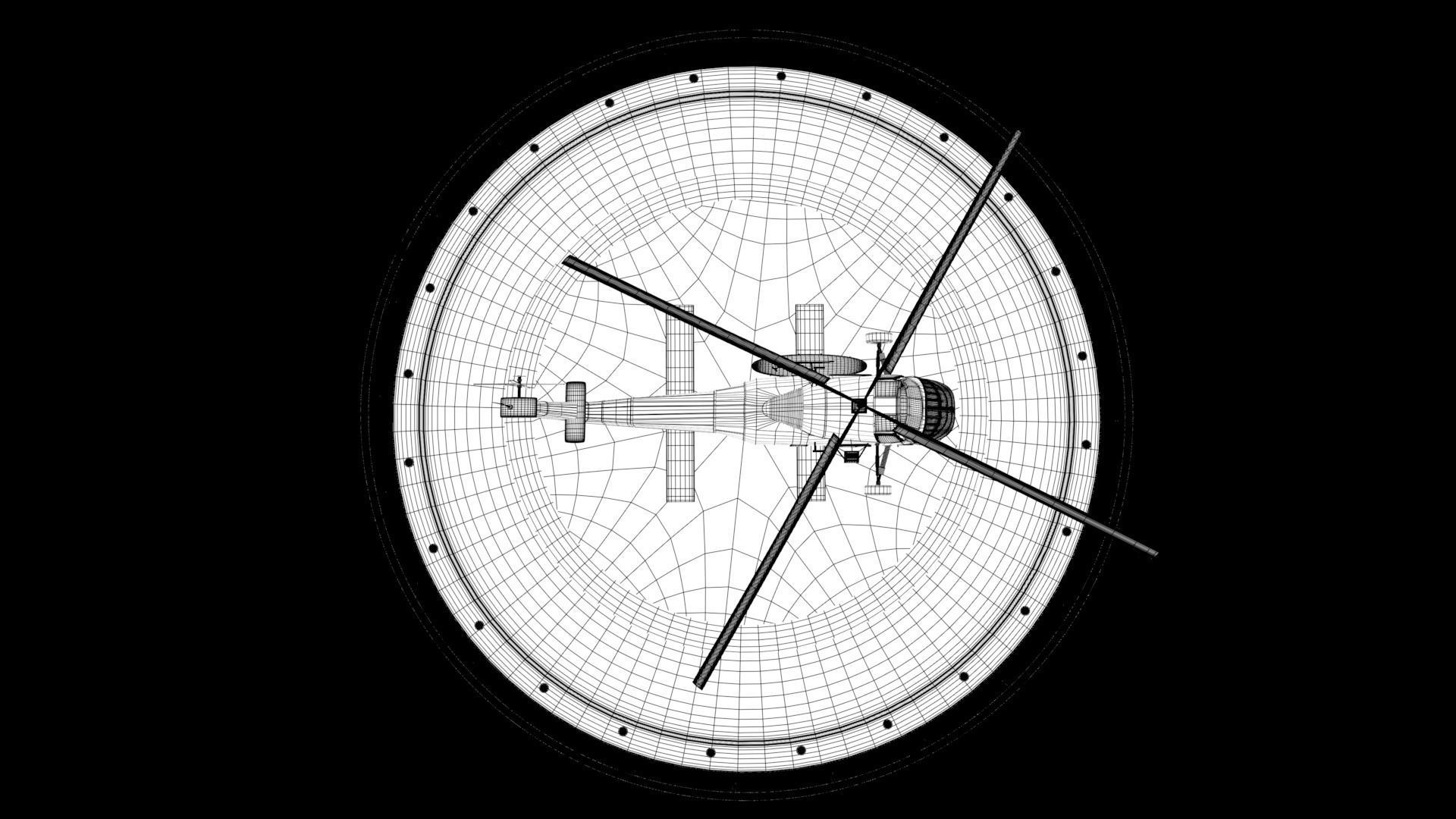 Helicopter hovering on circular platform Low-poly 3D model_32