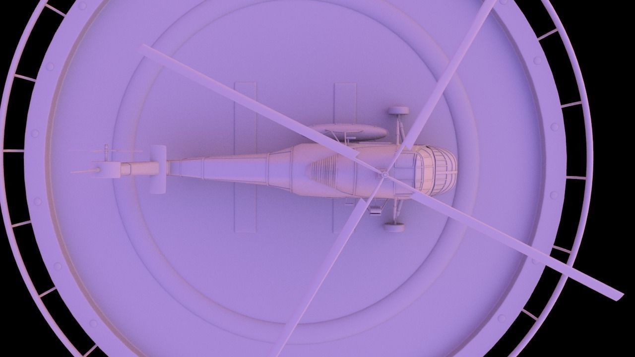 Helicopter hovering on circular platform Low-poly 3D model_23
