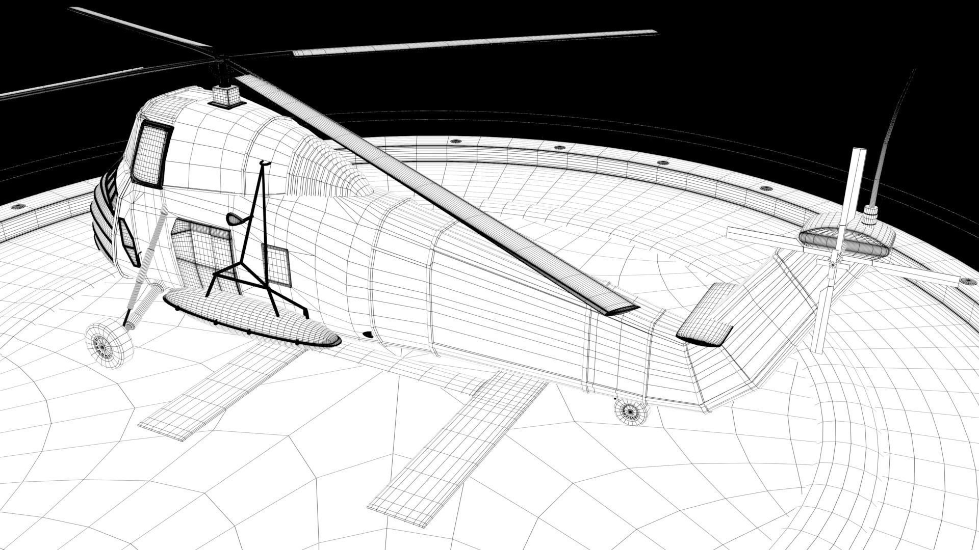 Helicopter hovering on circular platform Low-poly 3D model_31