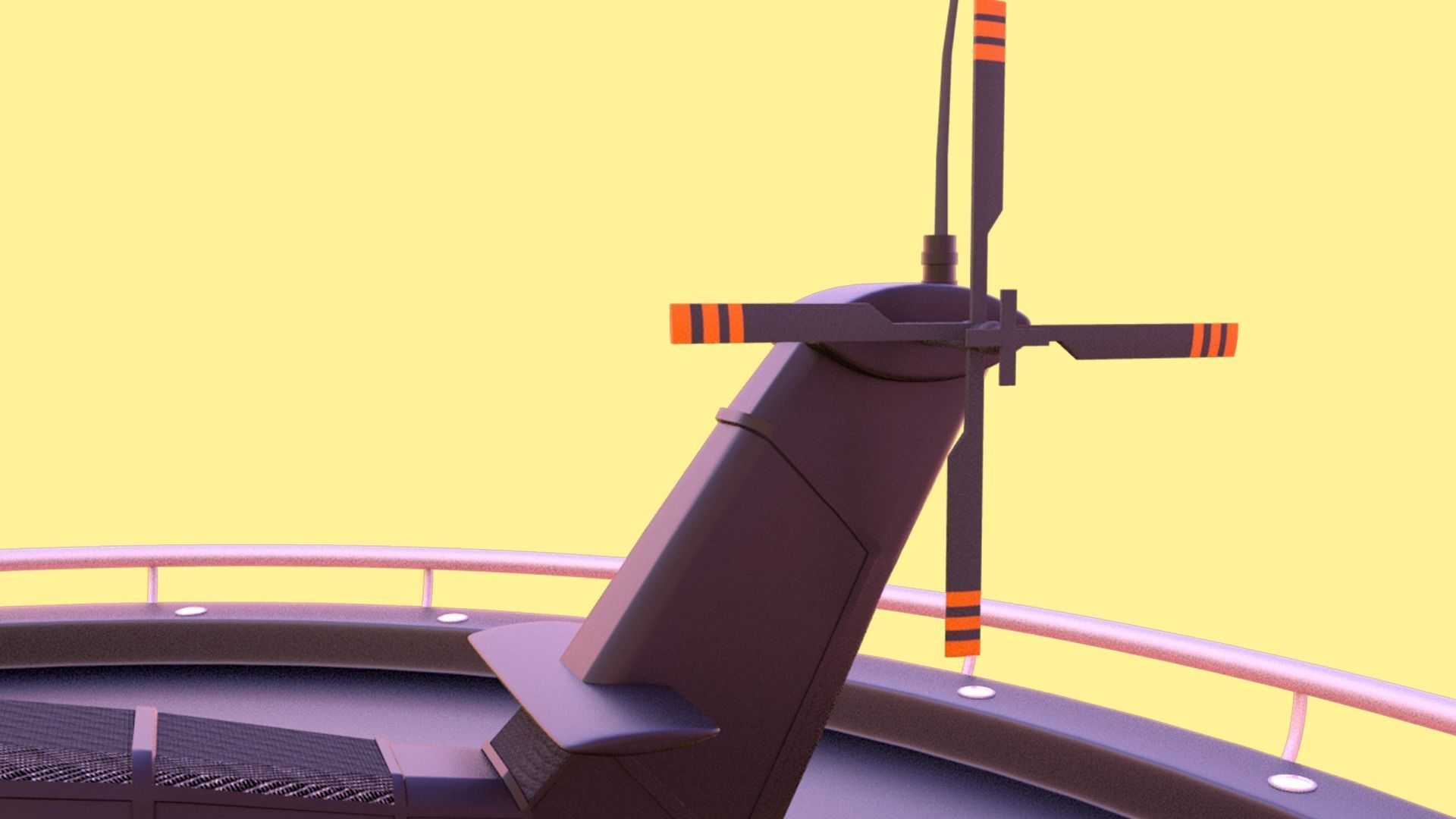 Helicopter hovering on circular platform Low-poly 3D model_7