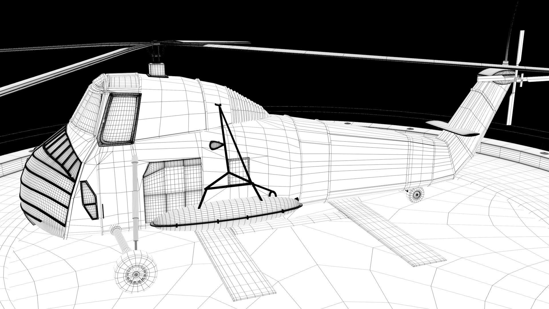 Helicopter hovering on circular platform Low-poly 3D model_29