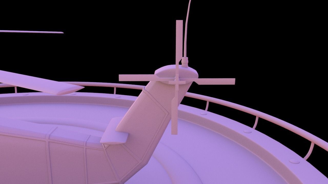Helicopter hovering on circular platform Low-poly 3D model_25