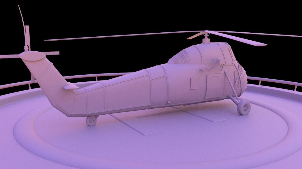 Helicopter hovering on circular platform Low-poly 3D model_21