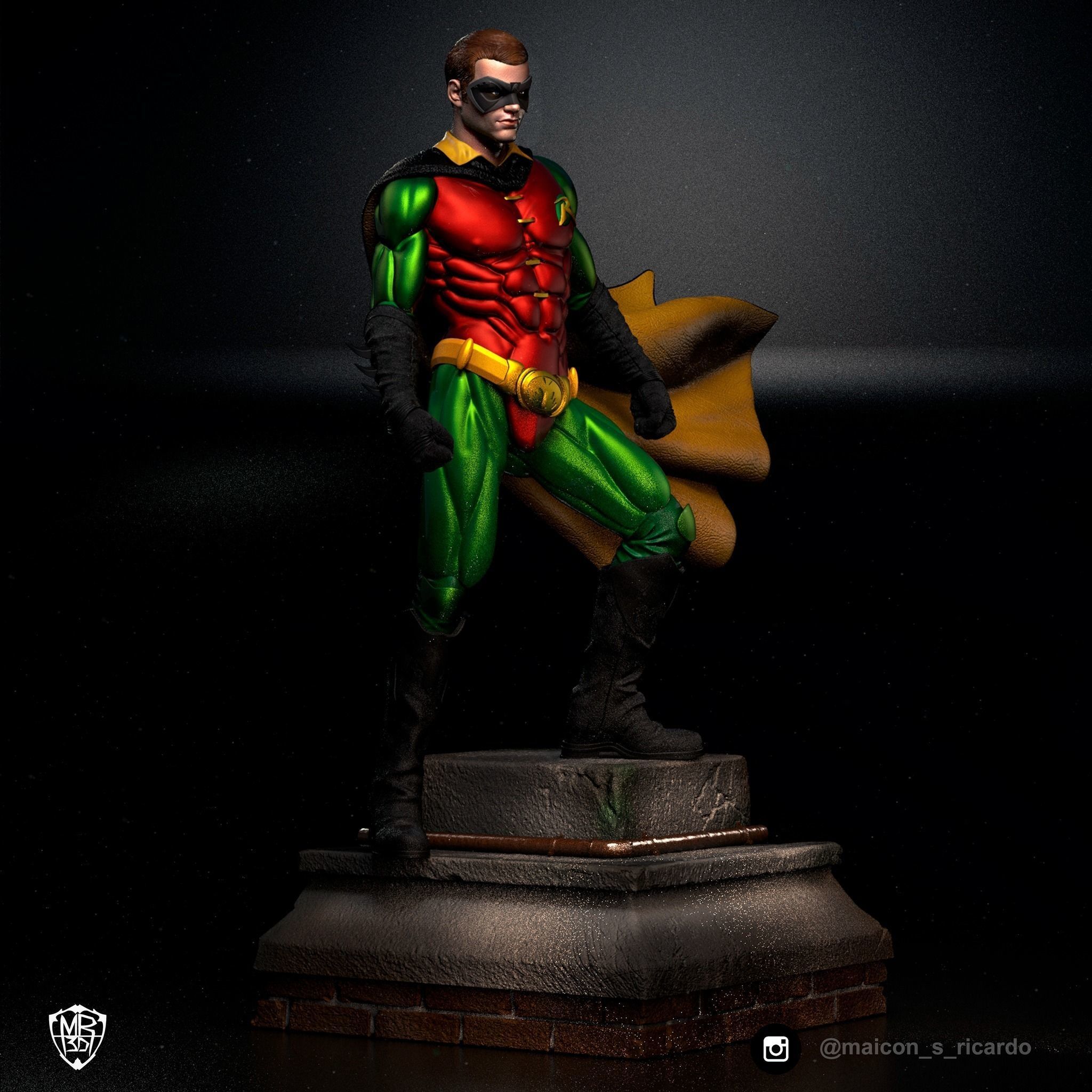 Robin batman statue 3D print model_2