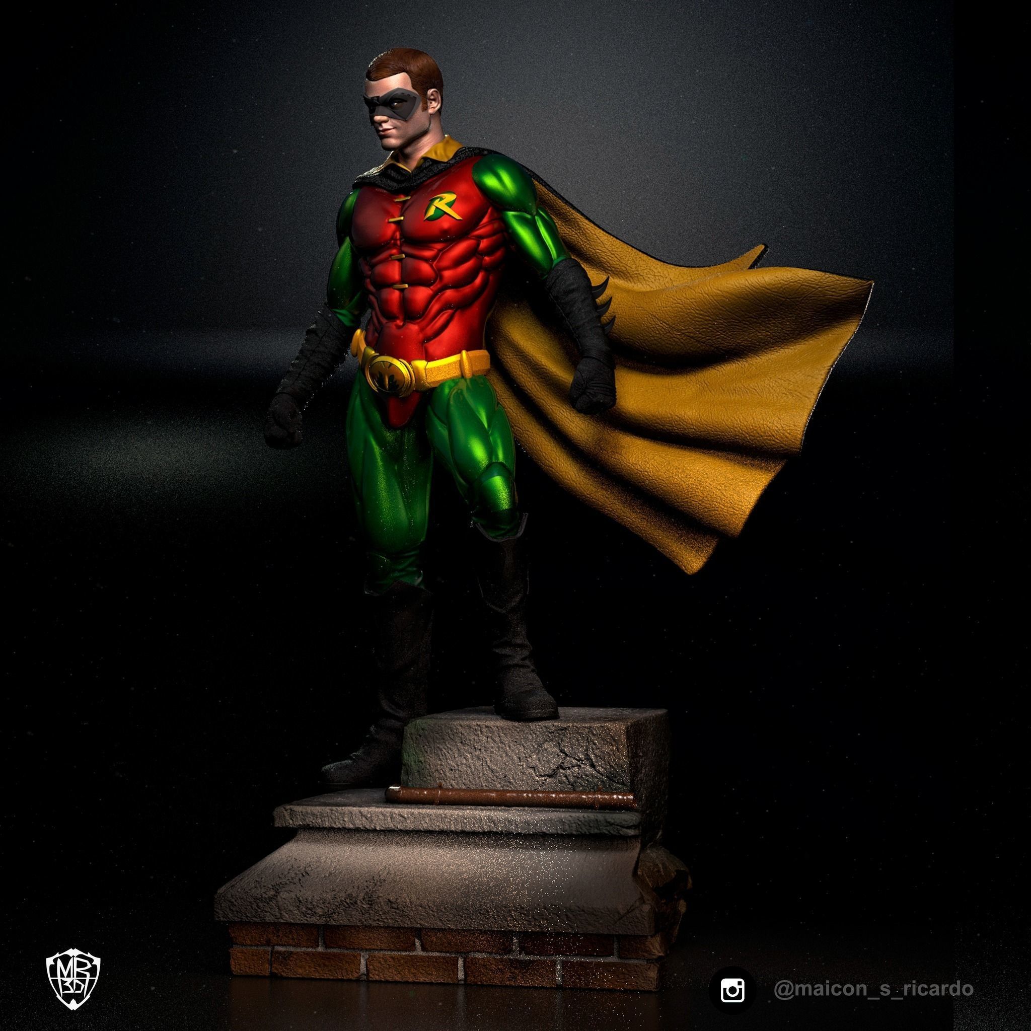 Robin batman statue 3D print model_4
