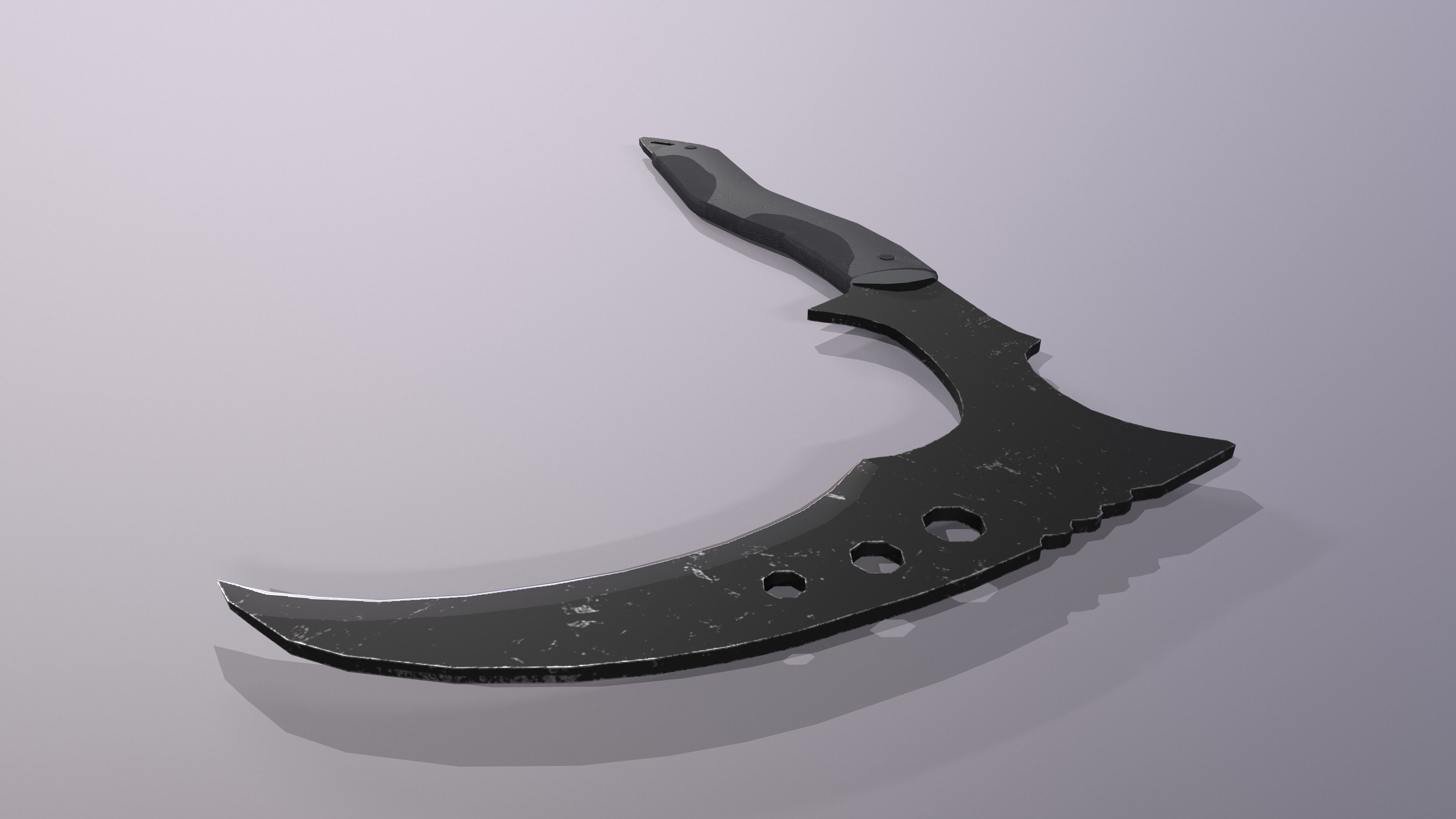 Modern Scythe Low-poly 3D model_2