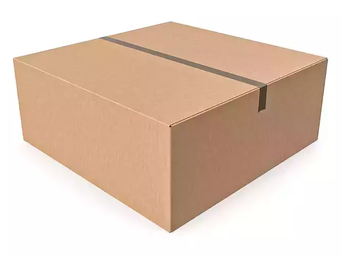Cardboard box sealed with packing 05 Low-poly 3D model