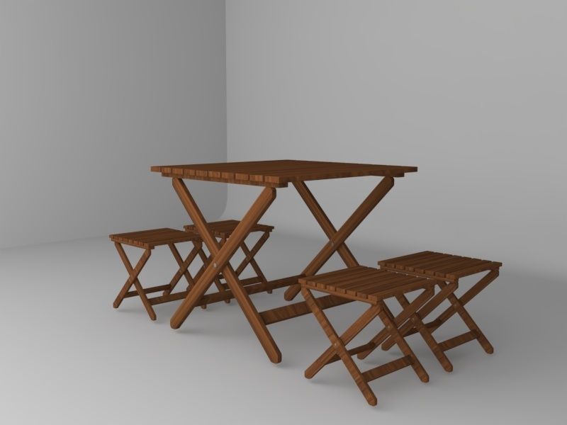 garden table 3D model_1