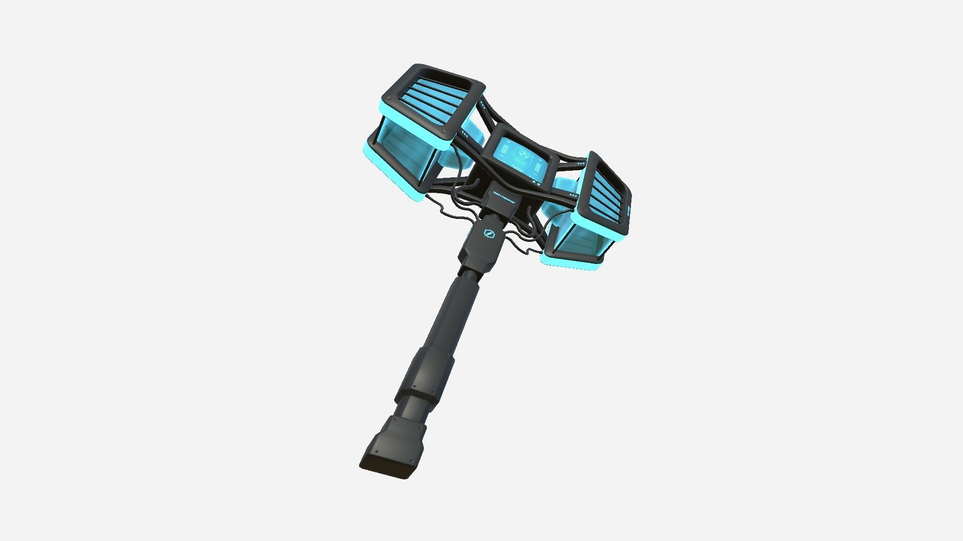 SciFi War Hammer A01 Black Blue - Sci Fi Weapon Design Low-poly 3D model_4